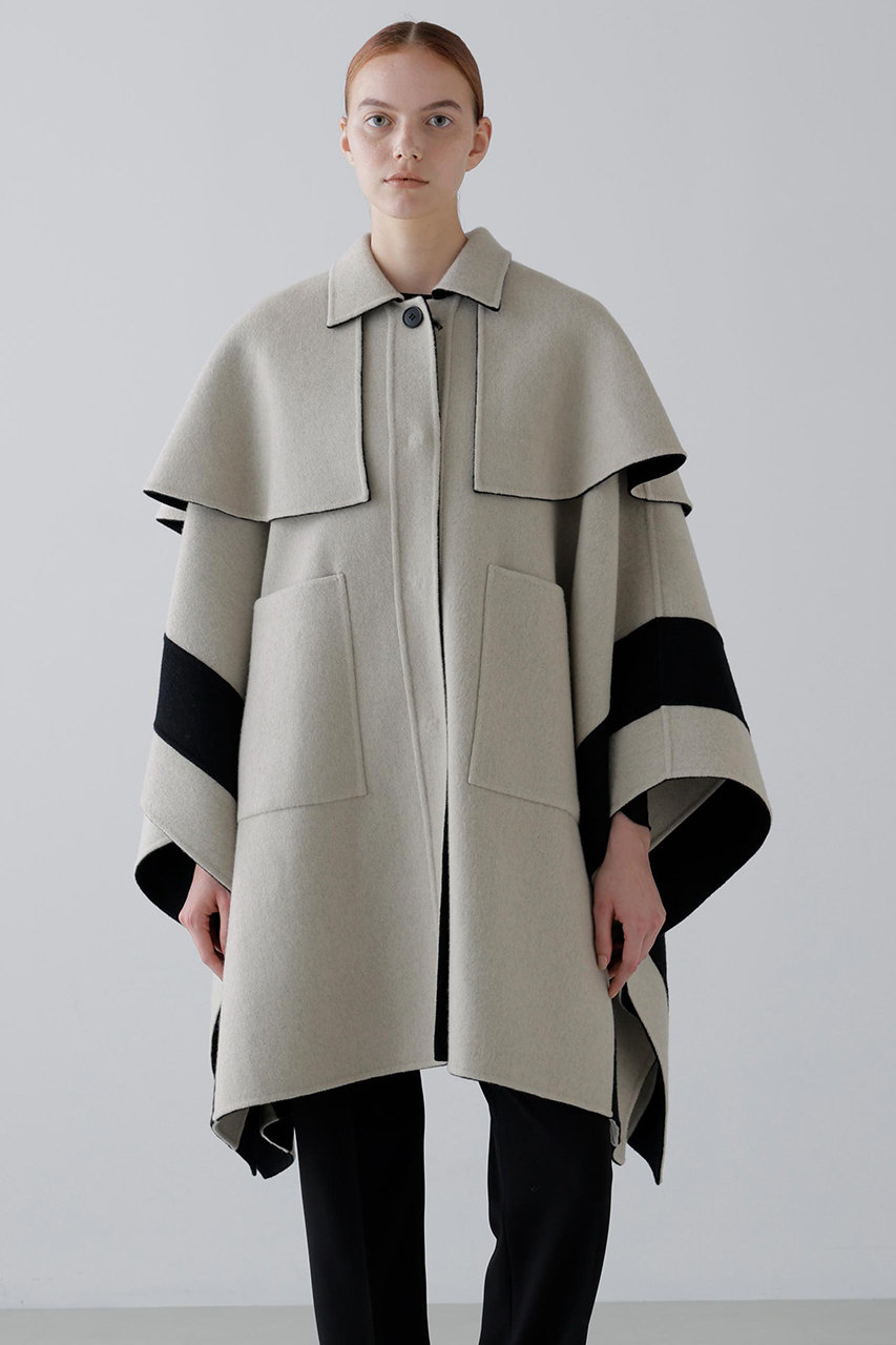 ADORE(アドーア)｜◇Ca混2TONEリバーケープコート/ブラック の