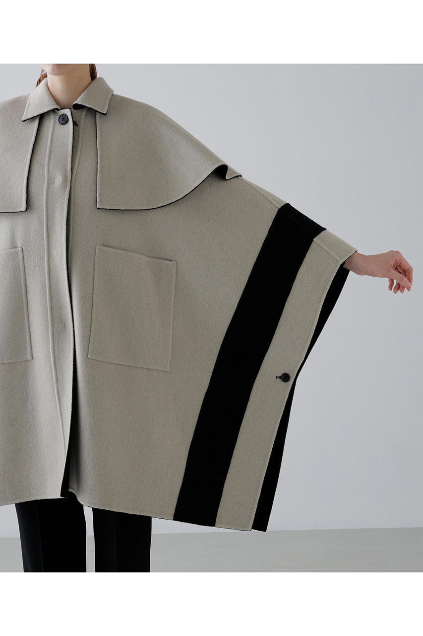 ADORE(アドーア)｜◇Ca混2TONEリバーケープコート/ブラック の