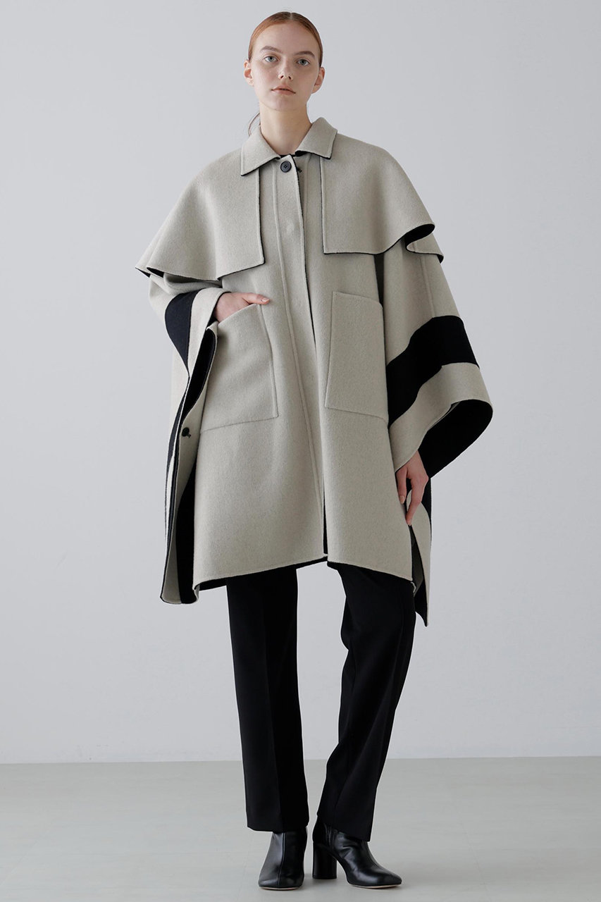 ADORE(アドーア)｜◇Ca混2TONEリバーケープコート/ブラック の