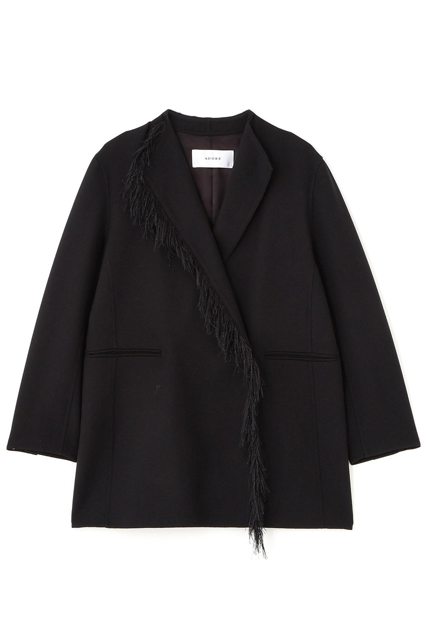 ADORE ◆ウールリバージャケット (ブラック, ３８) アドーア ELLE SHOP