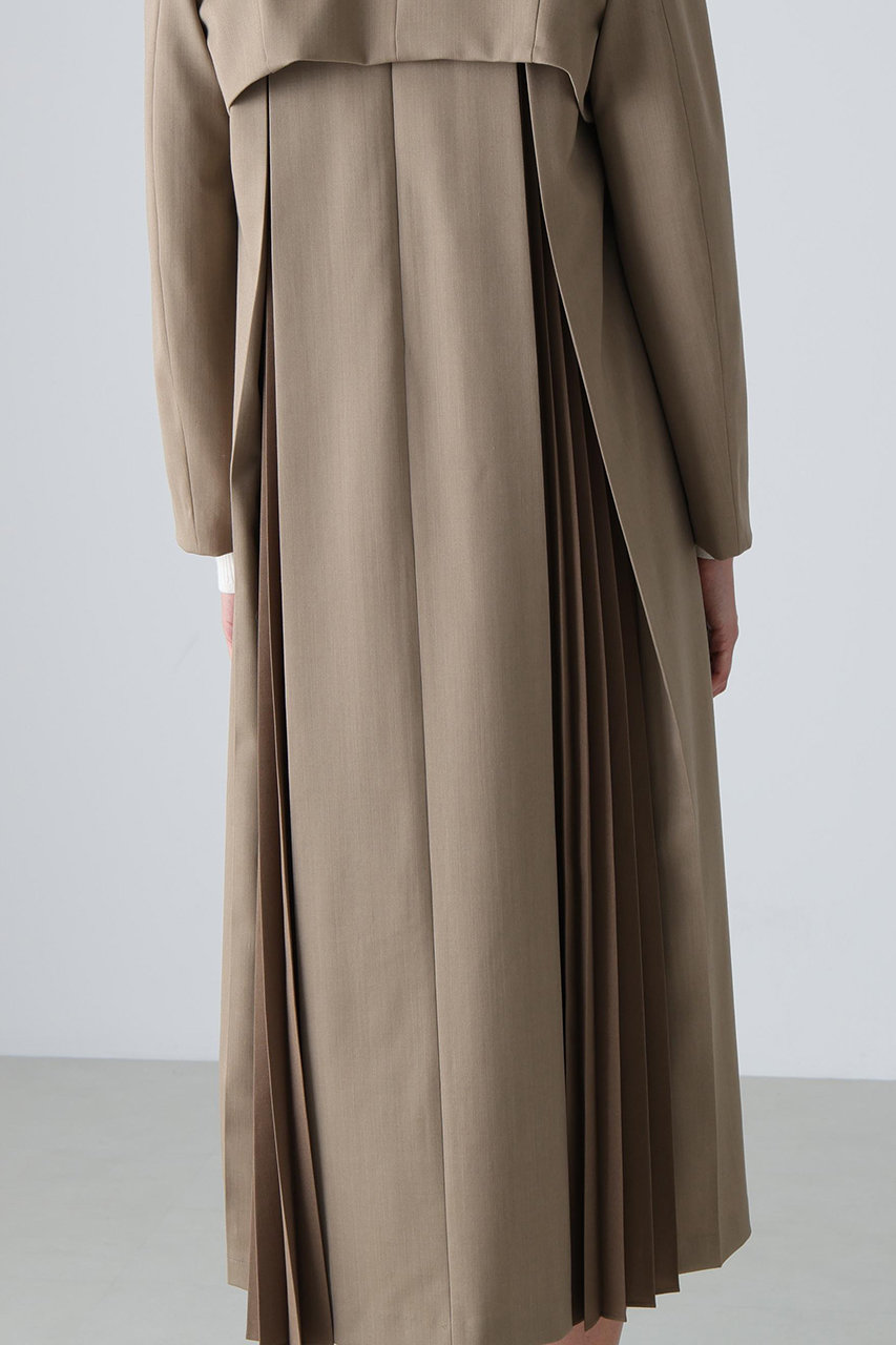 現行 アドーア ストレッチツィードワンピース　Mサイズ ベージュ 2点セット】ミックスツイードジャケット＋8分袖ワンピース(M ベージュ