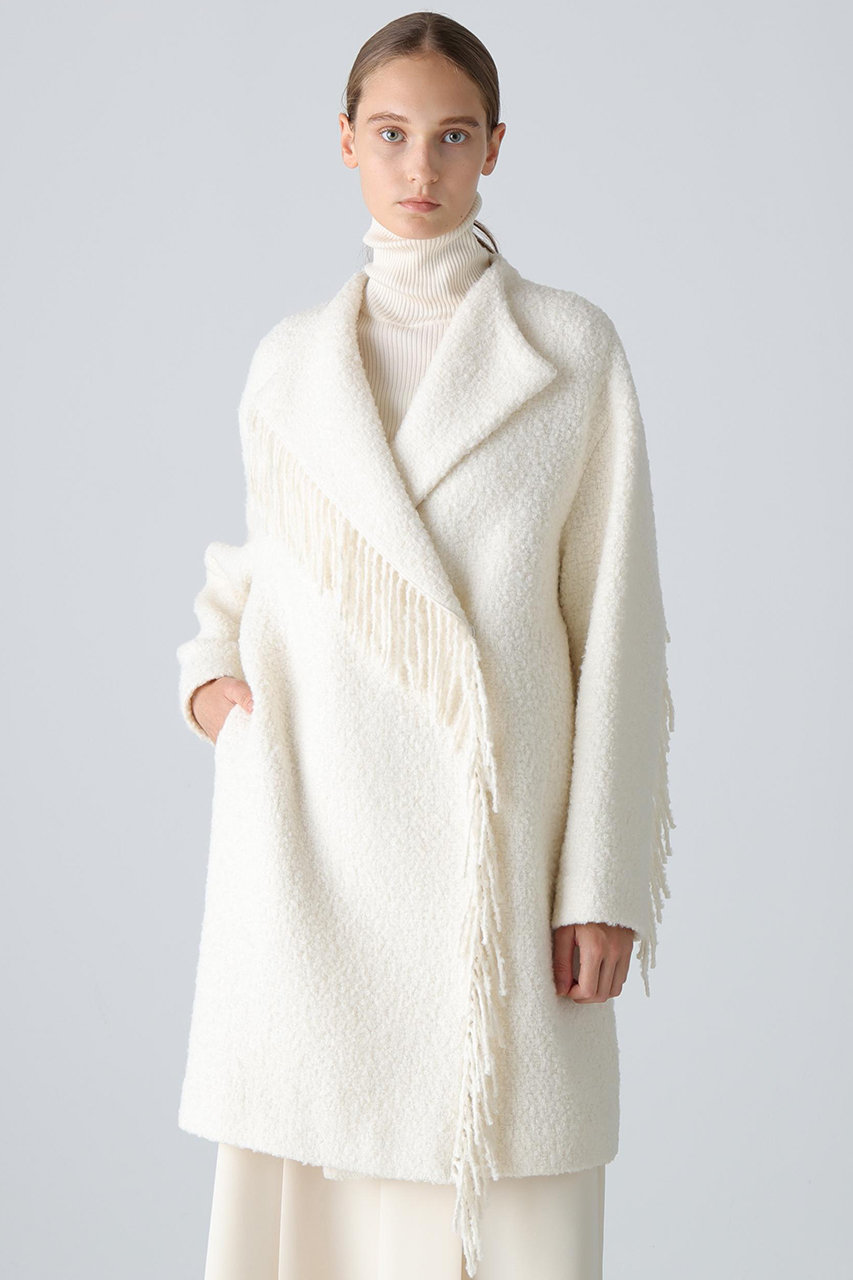 ADORE(アドーア)｜フリンジリングツイードコート/ホワイト の通販