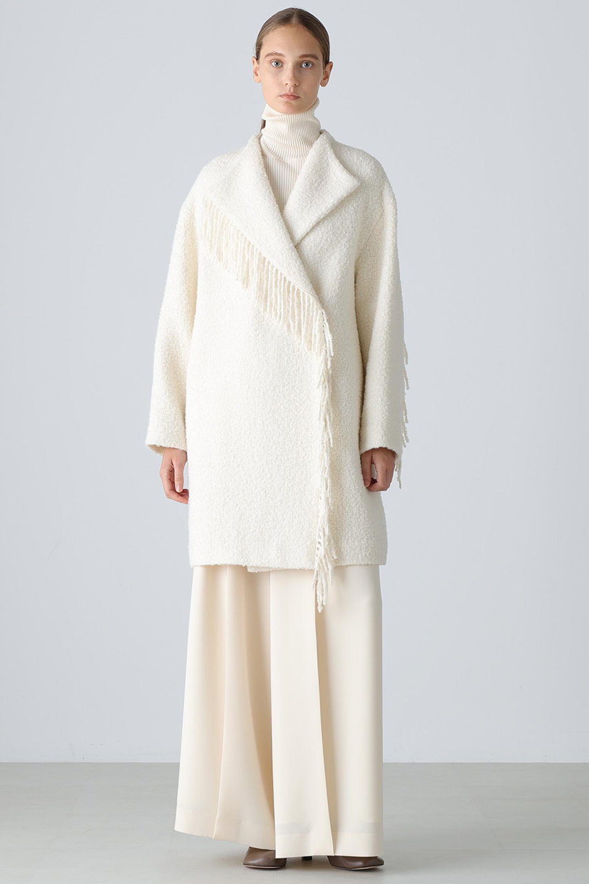 ADORE(アドーア)｜フリンジリングツイードコート/ホワイト の通販