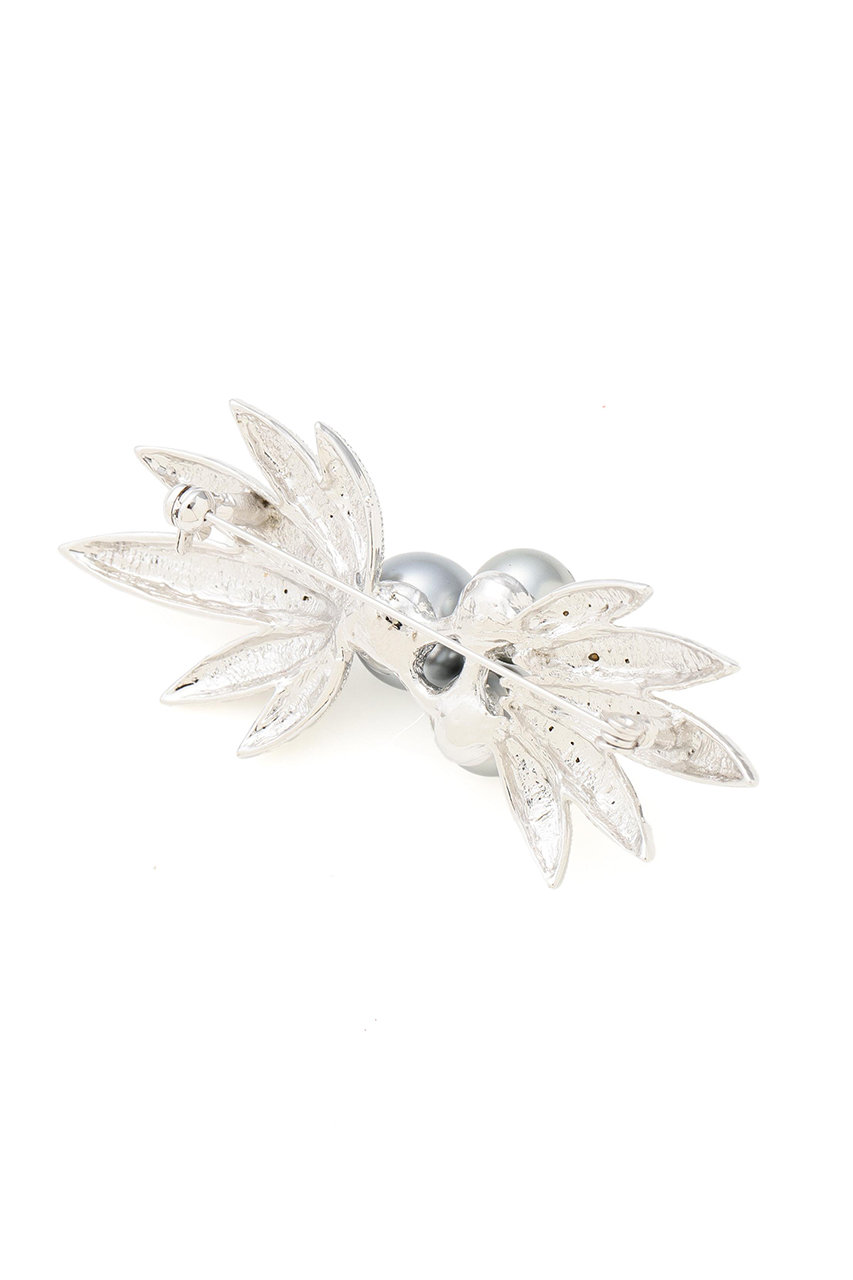 ADORE(アドーア)｜グレイッシュクリスタルブローチリーフ/グレー の