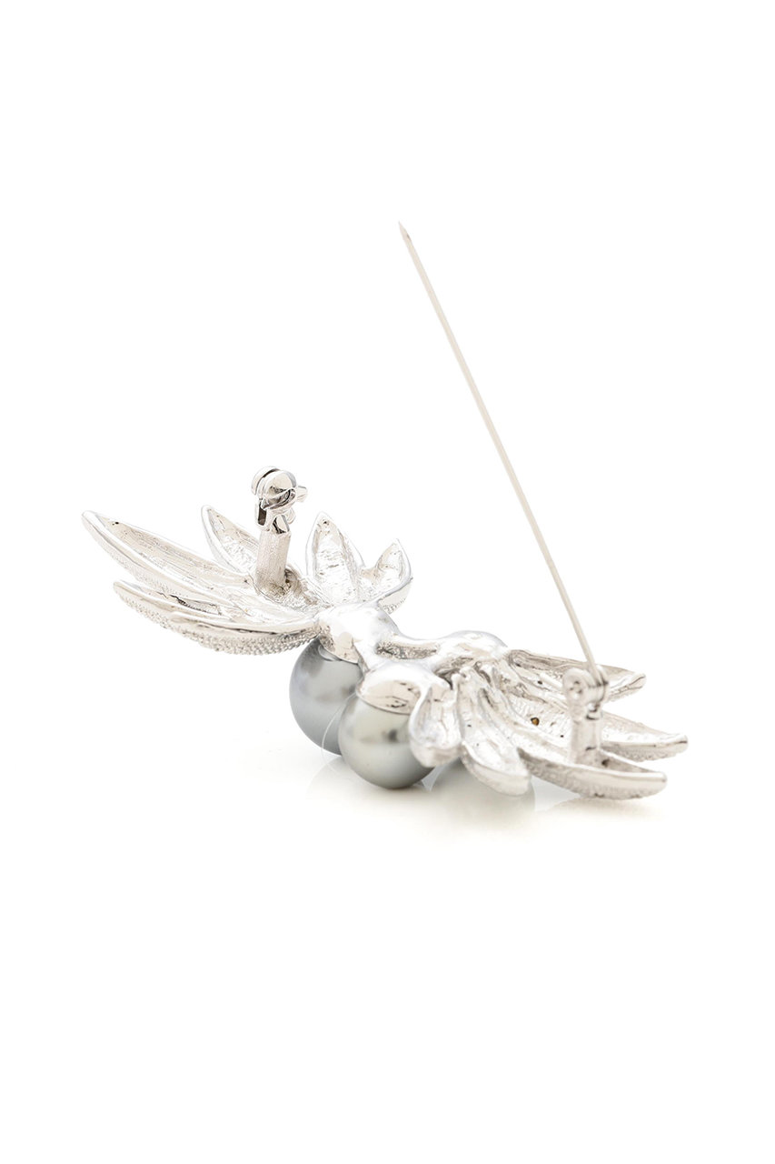 ADORE(アドーア)｜グレイッシュクリスタルブローチリーフ/グレー の