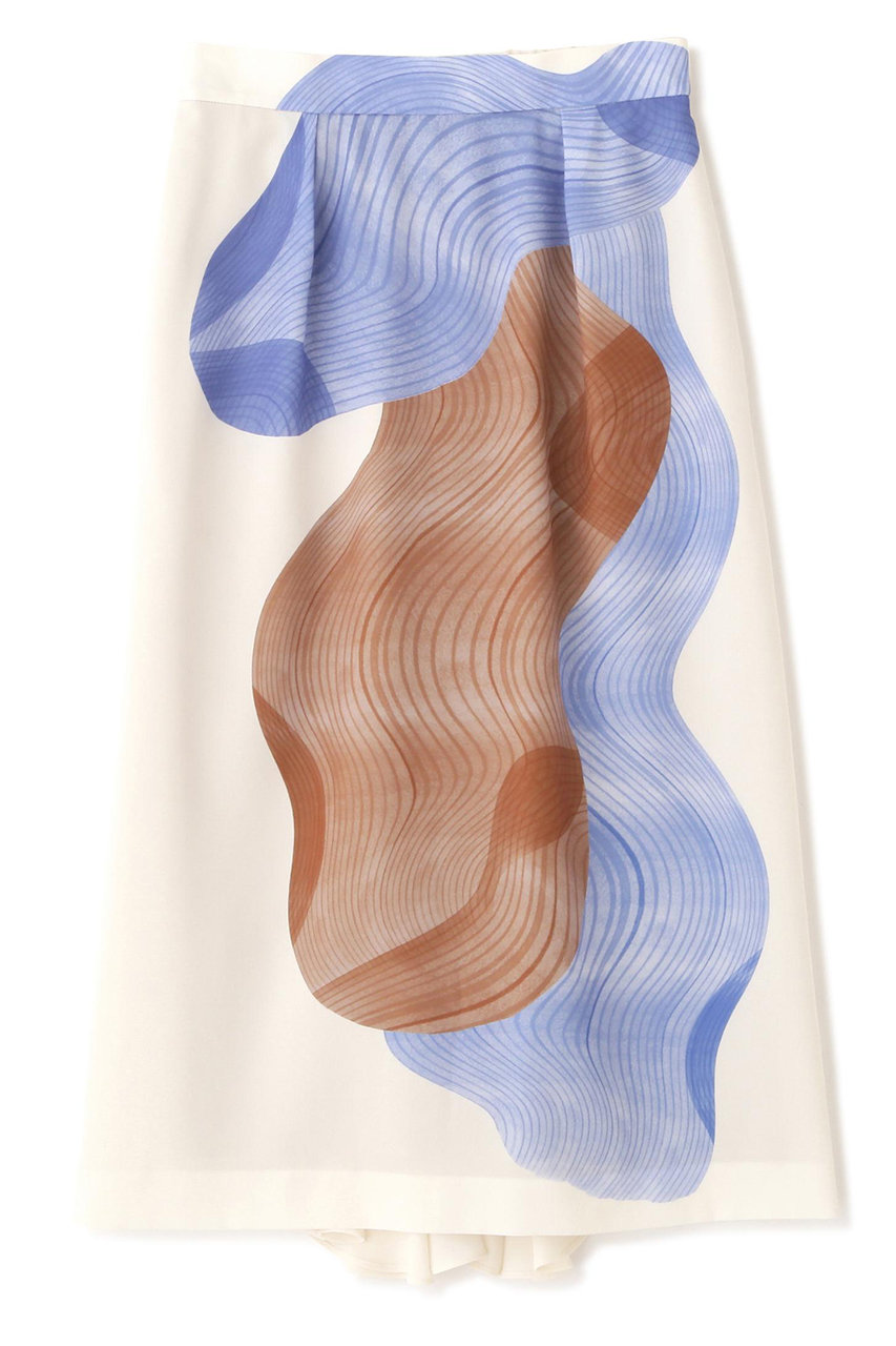 ADORE ◆コントゥアープリントスカート (ブルー, ３８) アドーア ELLE SHOP