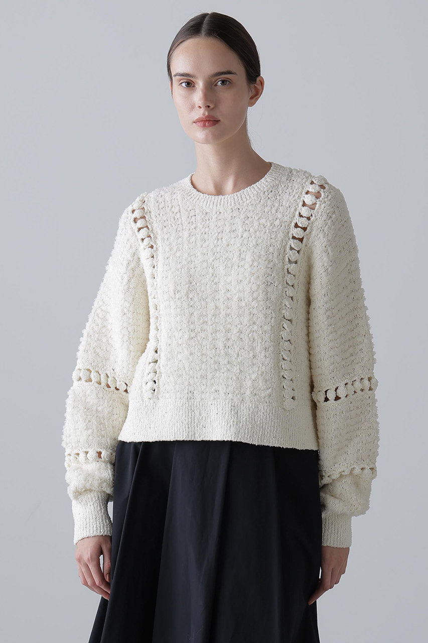 【未使用級】ADORE ミックスパターンニット 24年トップス ニット ADORE(アドーア)｜◇ミックスヤーンニット/ホワイト の通販｜ELLESHOP