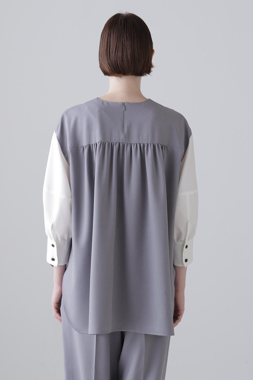 アドーアバルーンスリーブ グレーシャツ×カットソー 38サイズ ADORE(アドーア)｜◇ファンクショナルプレーンクロスブラウス/グレー