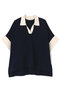 ◆バイカラーポロニット アドーア/ADORE ネイビー