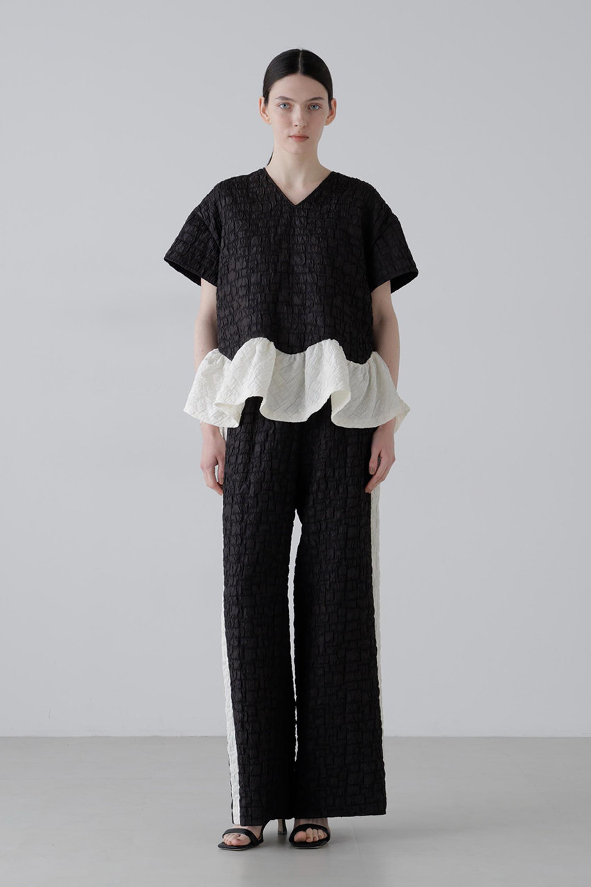 kay♡ さま　ADOREアドーア　モノトーンブロックブラウス　定42900 ADORE(アドーア)｜◇ブロックジャガードブラウス/ブラック の通販
