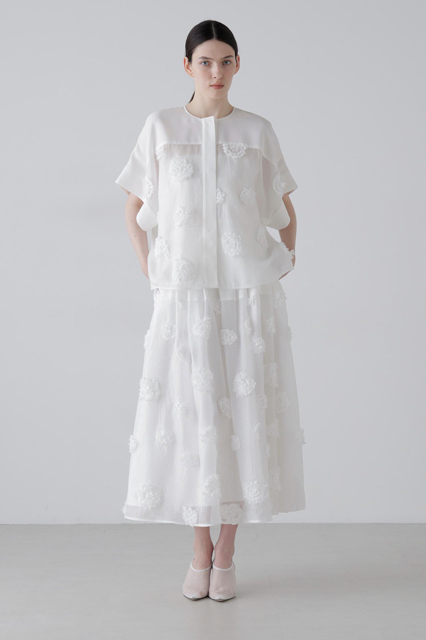 アドーア/ADOREの◆ドットフラワーエンブロイダリースカート(ホワイト/5316120425)