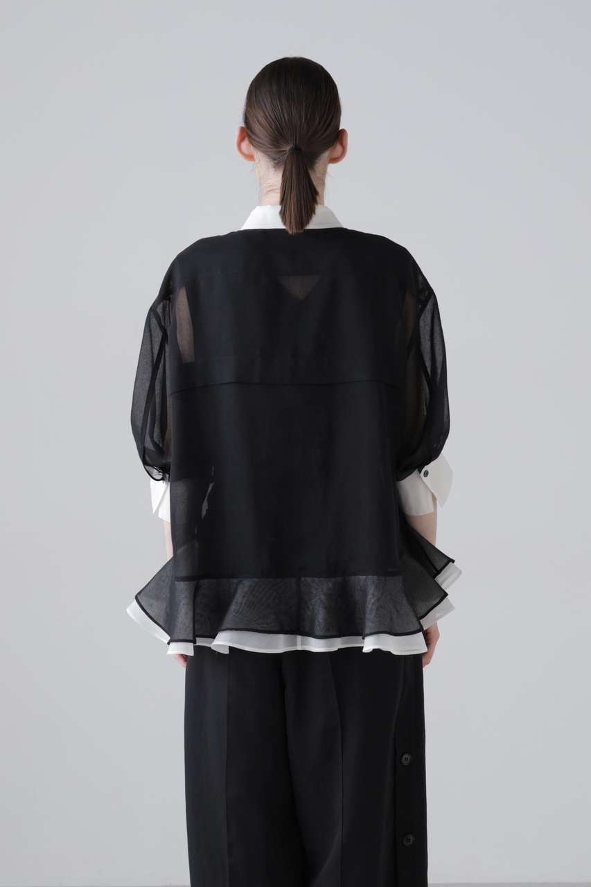 美品 アドーア VERY掲載品 ソフトオーガンジーブラウス ボリューム袖 近年 ADORE(アドーア)｜【予約販売】ソフトオーガンジーブラウス/ブラック