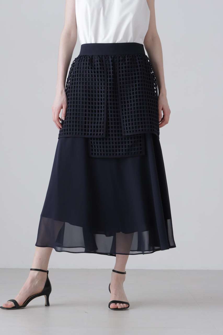 美品●アドーアADORE●レースプリーツコンビスカート36 ストレッチジョーゼットスカート | ADORE（アドーア） ｜【公式】通販