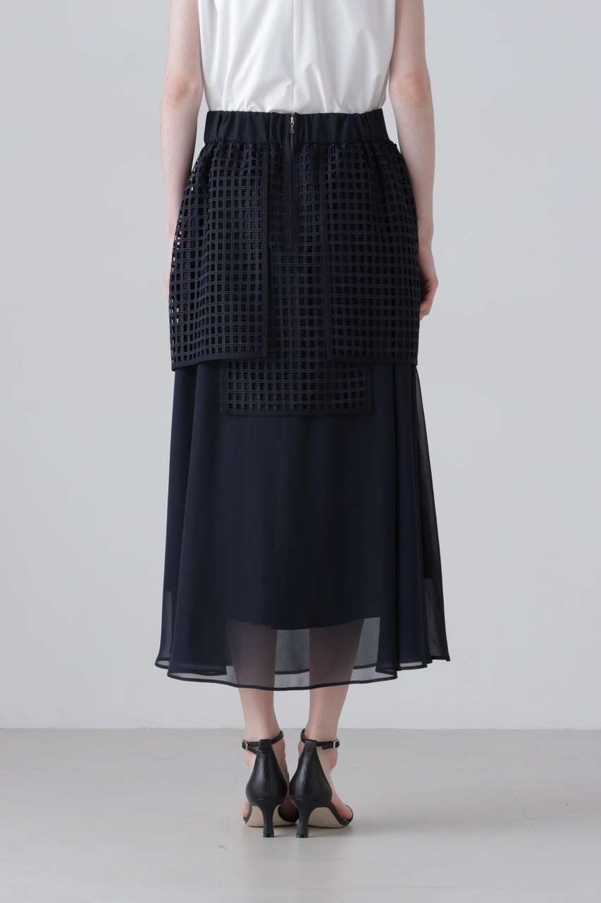 ADORE(アドーア)｜【予約販売】スクエアレーススカート/ネイビー の