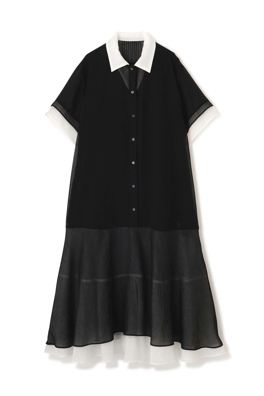 2WAY✨未使用級 ADORE ソフトオーガンジー　シャツワンピース 黒 FR ADORE(アドーア)｜【予約販売】ソフトオーガンジーワンピース/ブラック