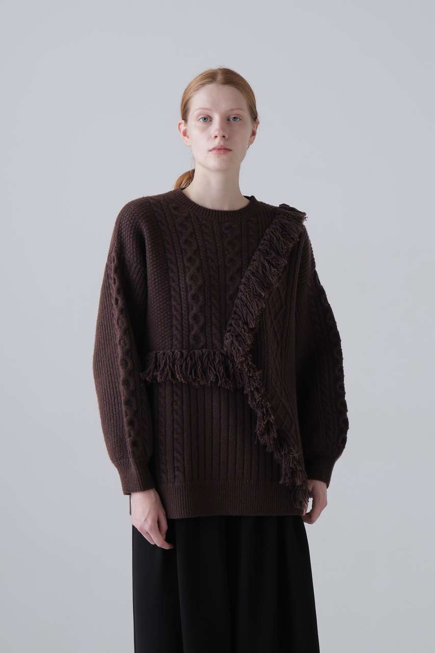 ADORE ミックスケーブルニット (ブラウン, 38) アドーア ELLE SHOP