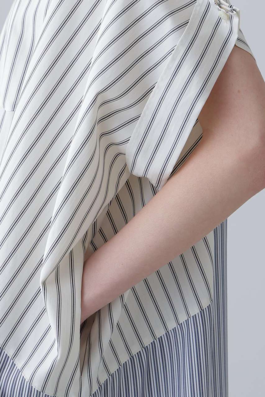 美品 アドーア ADORE シルクストライプワンピース シャツワンピ バイカラー ADORE(アドーア)｜【予約販売】◇コンパクトストライプワンピース