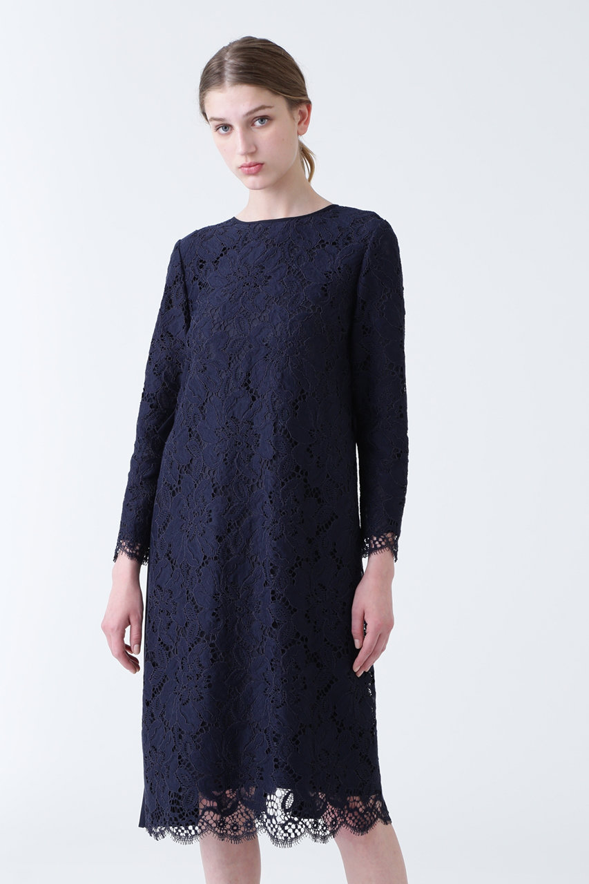 Adore コードフルールレースバックプリーツワンピース ネイビー の通販 Elleshop エル ショップ