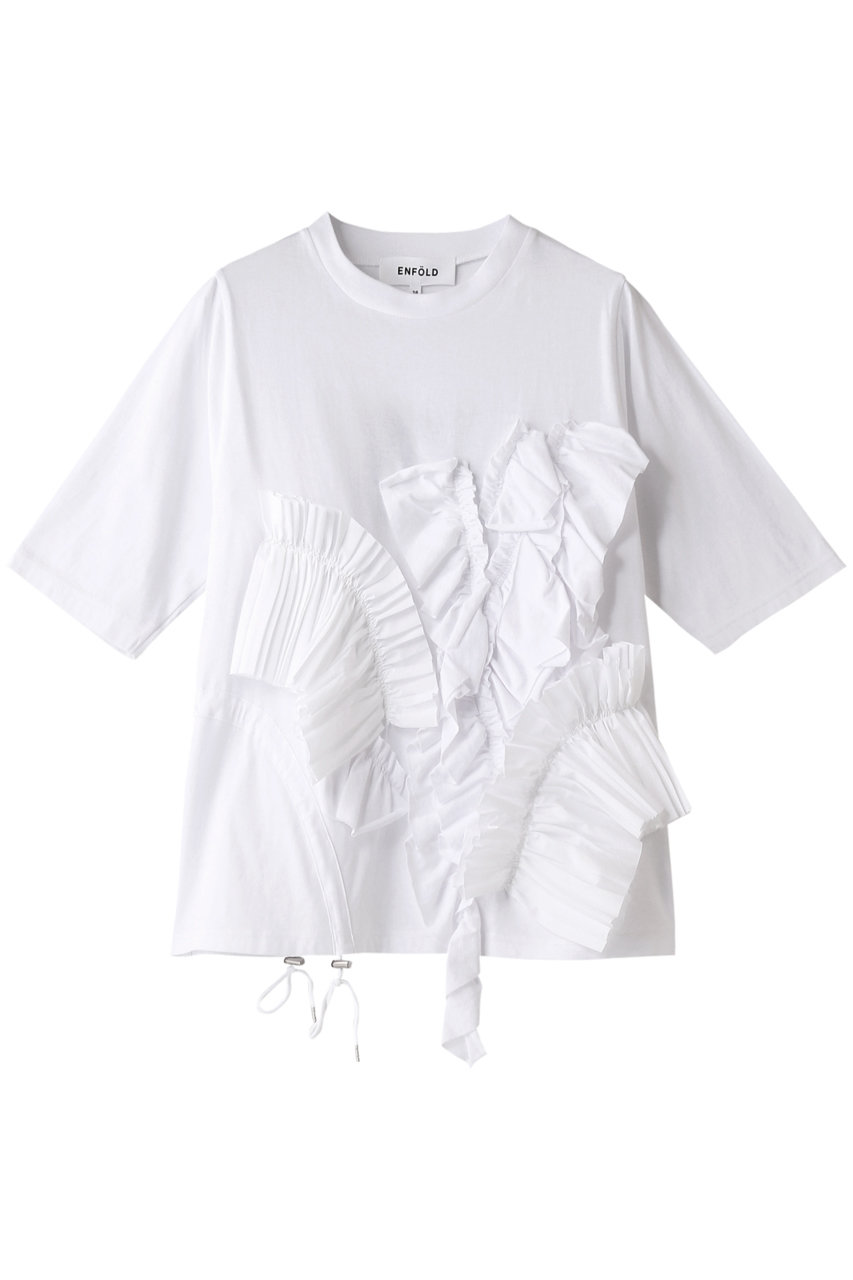 ENFOLD(エンフォルド)｜ソフト天竺 Decorative Tシャツ/ホワイト の通販｜ELLESHOP・(エル・ショップ)