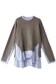 KNIT×CUTコンビ フレアヘムプルオーバー
