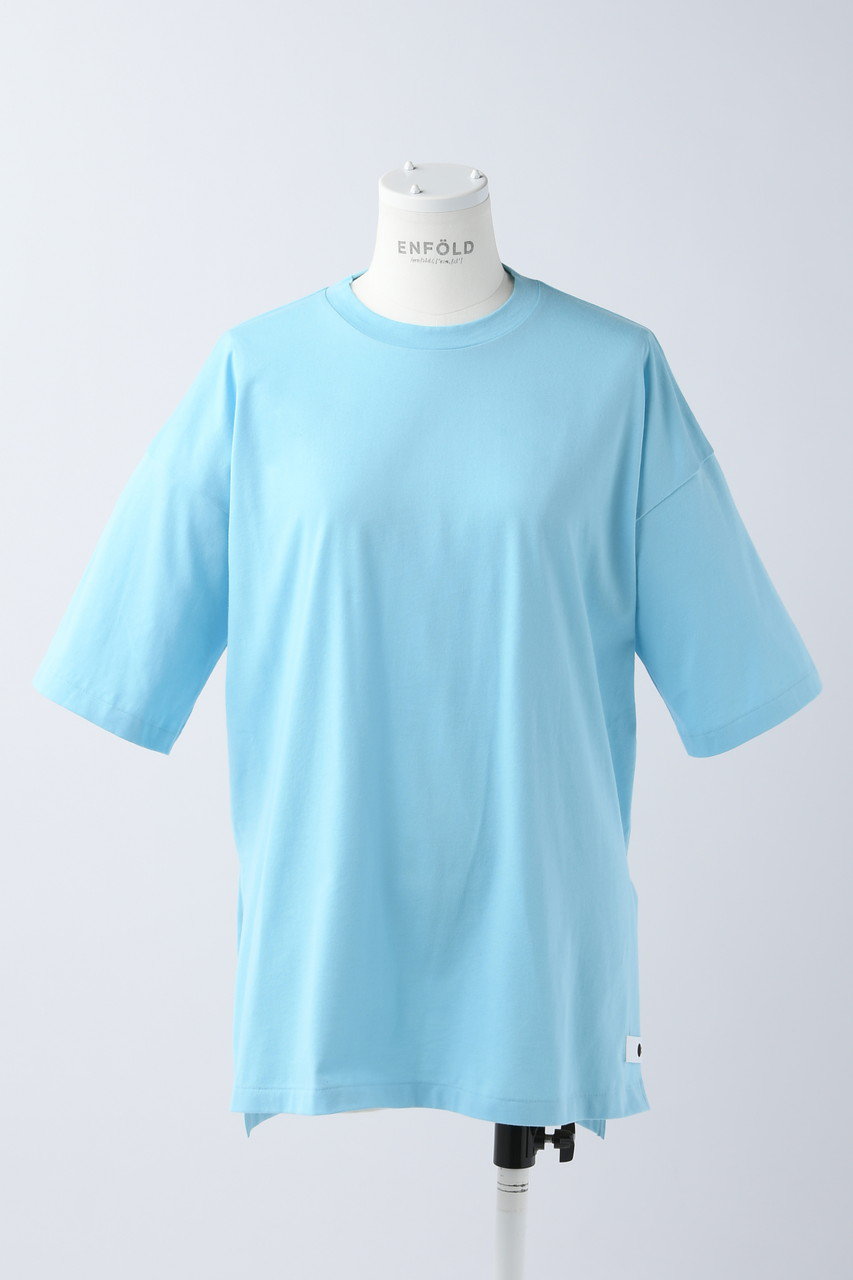 ＜ELLE SHOP＞ ENFOLD スビン天竺 Basic T/SH Tシャツ (ライトブルー 38) エンフォルド ELLE SHOP