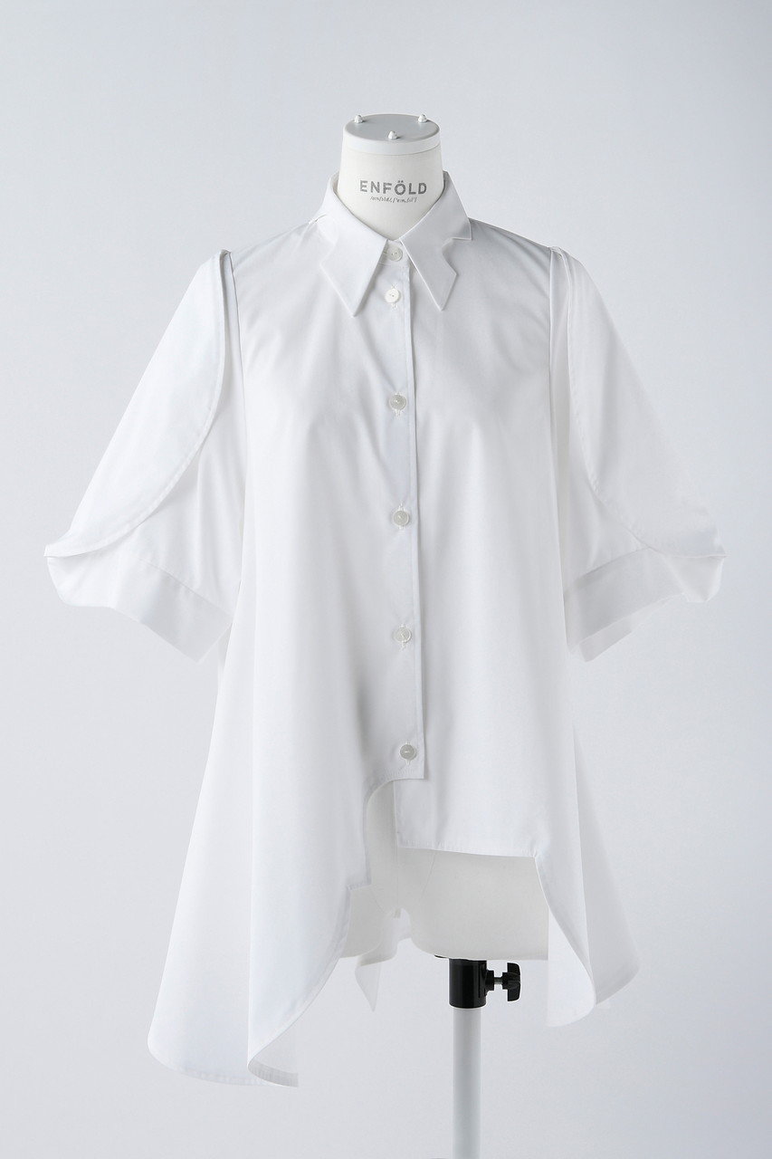 ENFOLD エンフォルド BALLOON-HEM SHIRT 白 シャツ-