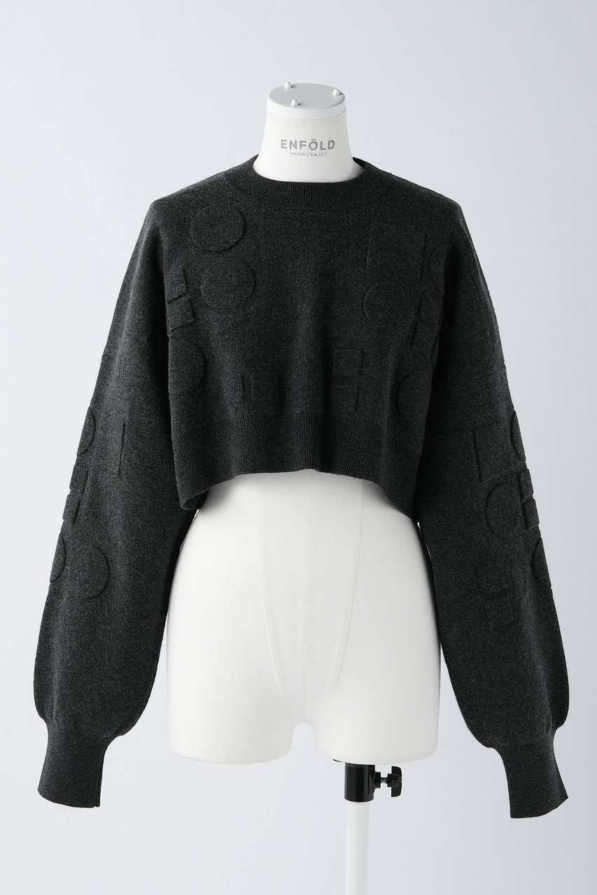 ENFOLD O EMBOSS CROPPED PULLOVER　ショートニット着丈ショート