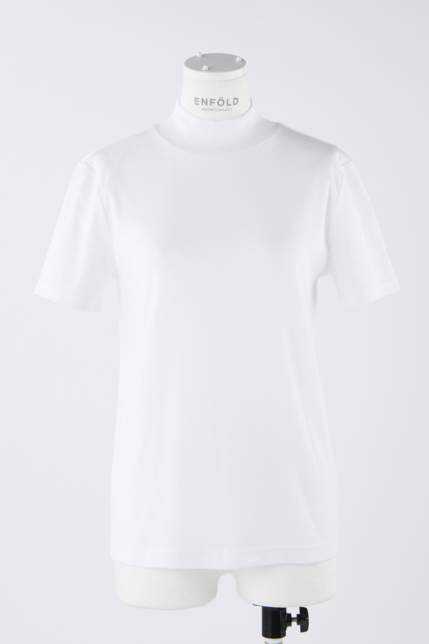 ENFOLD ギザフライス スタンドネックコンパクト T/SH Tシャツ (ホワイト, 38) エンフォルド ELLE SHOP