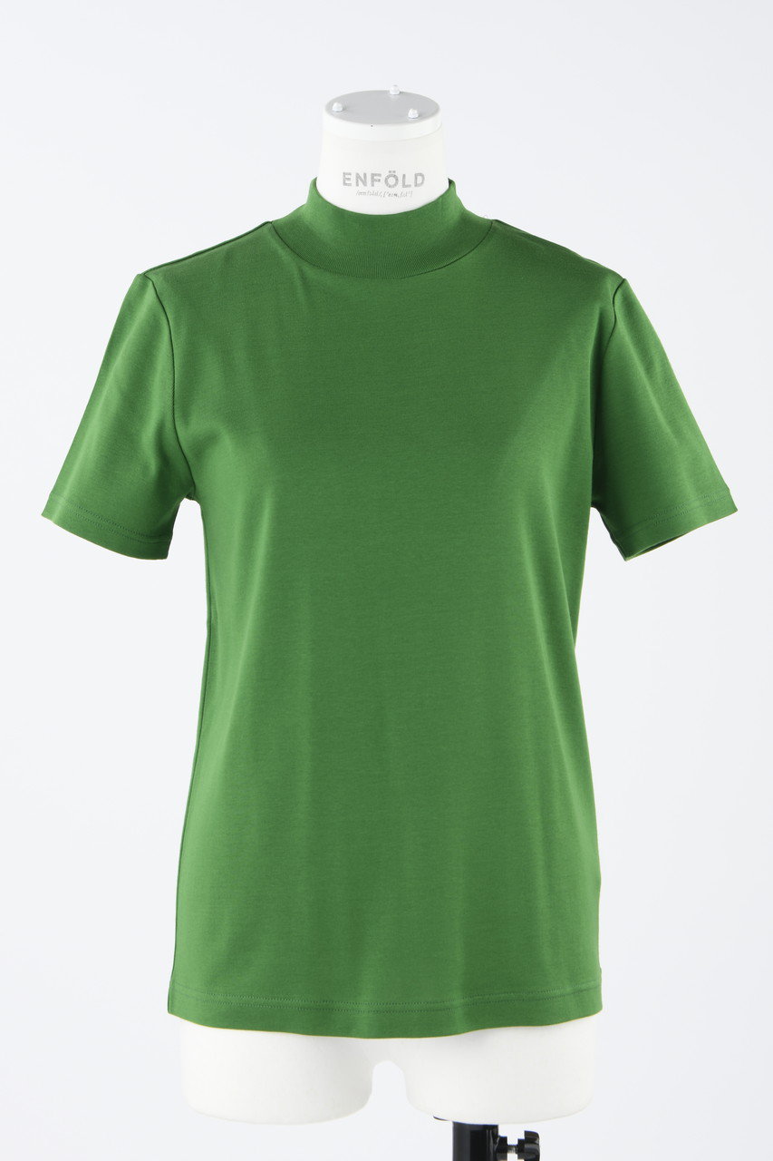 ENFOLD ギザフライス スタンドネックコンパクト T/SH Tシャツ (グリーン, 38) エンフォルド ELLE SHOP