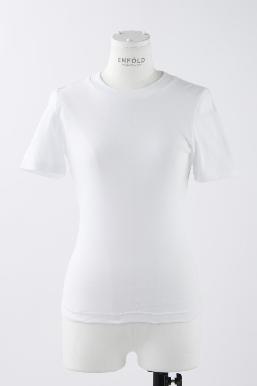 ENFOLD ハイウェットフライス コンパクト Basic T/SH Tシャツ (ホワイト, 38) エンフォルド ELLE SHOP