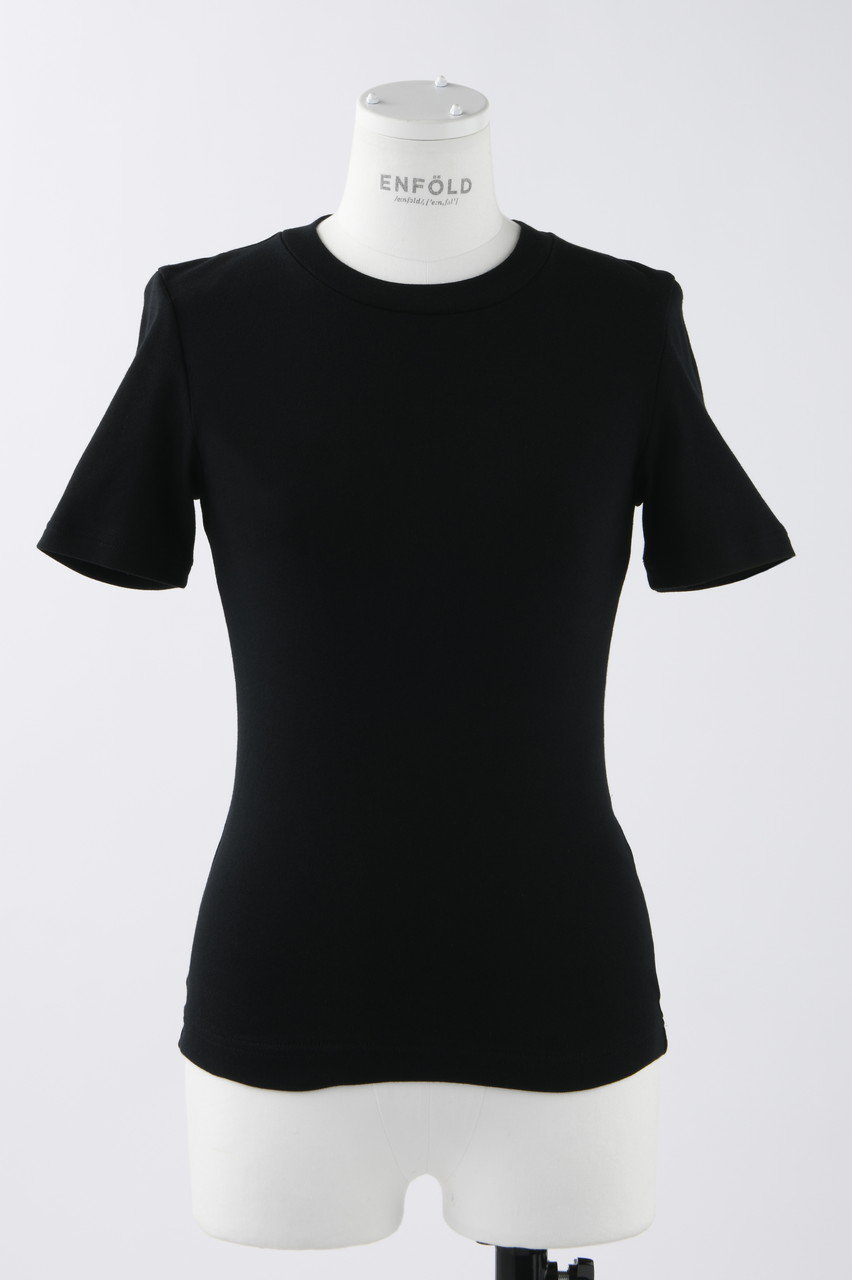 ENFOLD ハイウェットフライス コンパクト Basic T/SH Tシャツ (ブラック, 38) エンフォルド ELLE SHOP