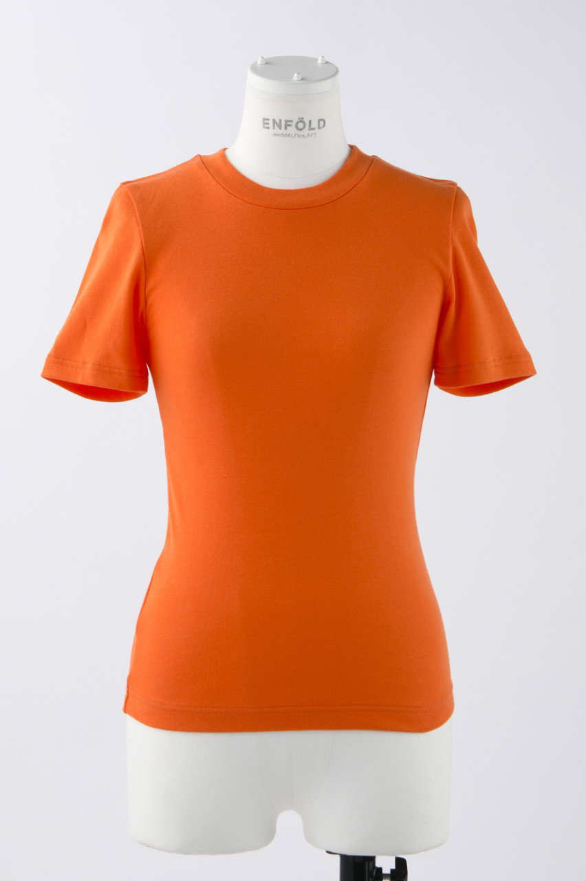 ENFOLD ハイウェットフライス コンパクト Basic T/SH Tシャツ (オレンジ, 38) エンフォルド ELLE SHOP