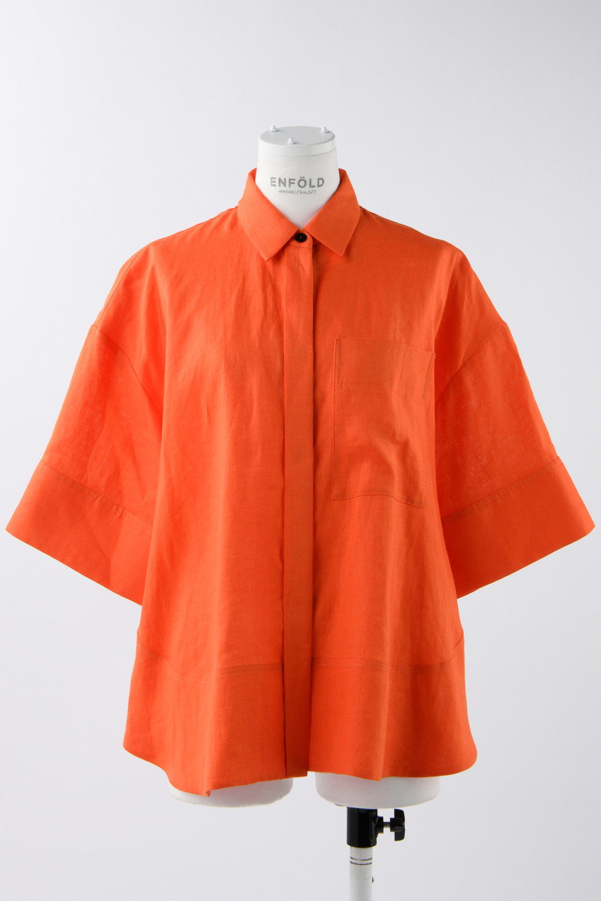 エンフォルド/ENFOLDのSoft Linen 立体5分袖 SH/シャツ(オレンジ/300HS430-1900)
