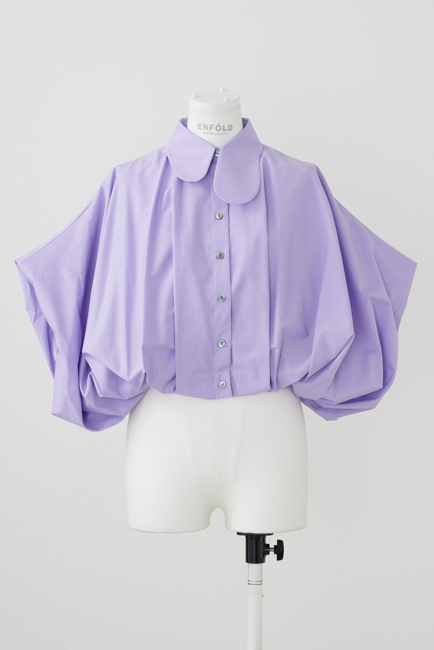 ENFOLD ナチュラルタイプライター バルーンクロップドSH/シャツ (ライトパープル, 38) エンフォルド ELLE SHOP ENFOLD ナチュラルタイプライター バルーンクロップドSH/シャツ (ライトパープル, 38) エンフォルド ELLE SHOP