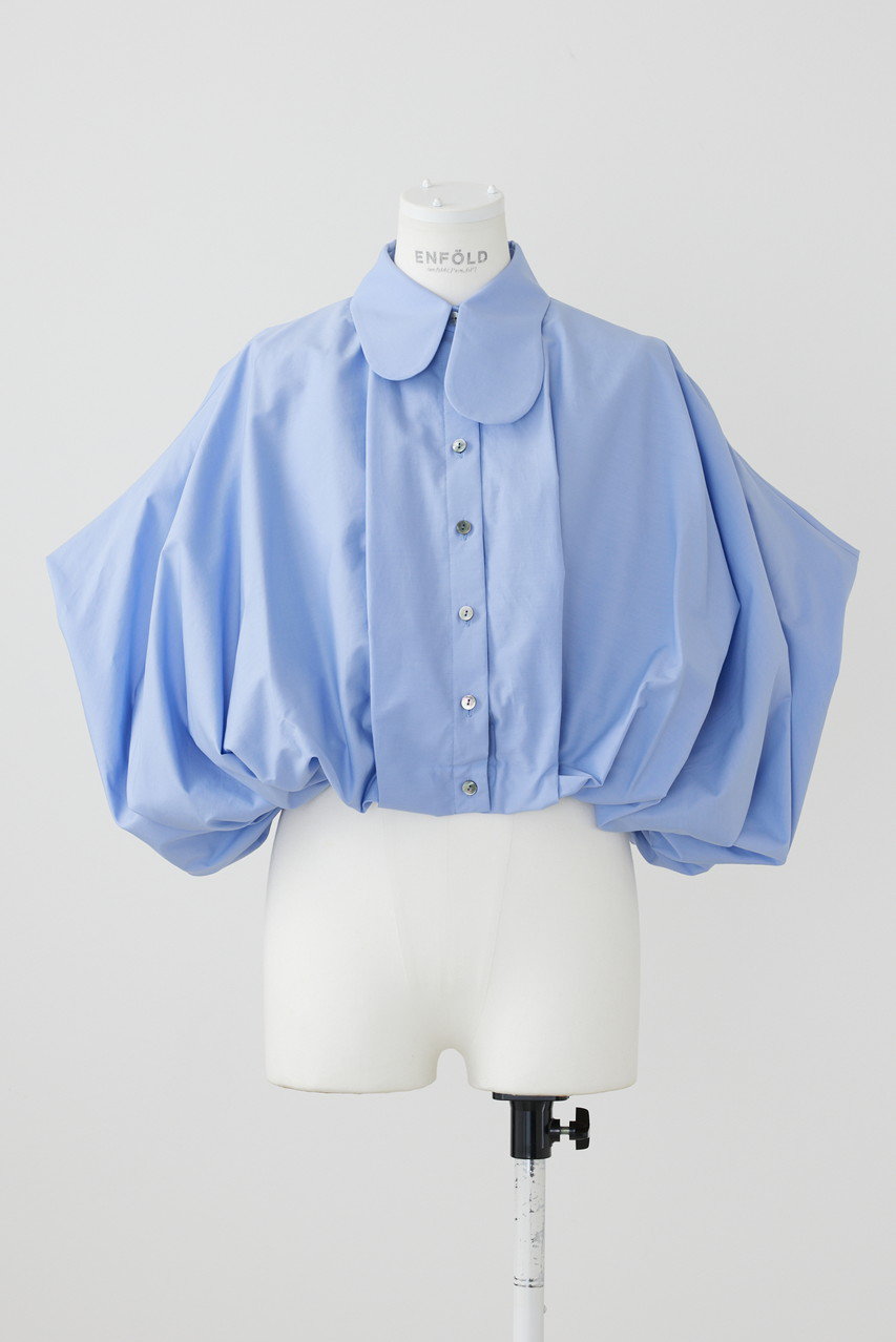 ENFOLD ナチュラルタイプライター バルーンクロップドSH/シャツ (ライトブルー, 38) エンフォルド ELLE SHOP ENFOLD ナチュラルタイプライター バルーンクロップドSH/シャツ (ライトブルー, 38) エンフォルド ELLE SHOP