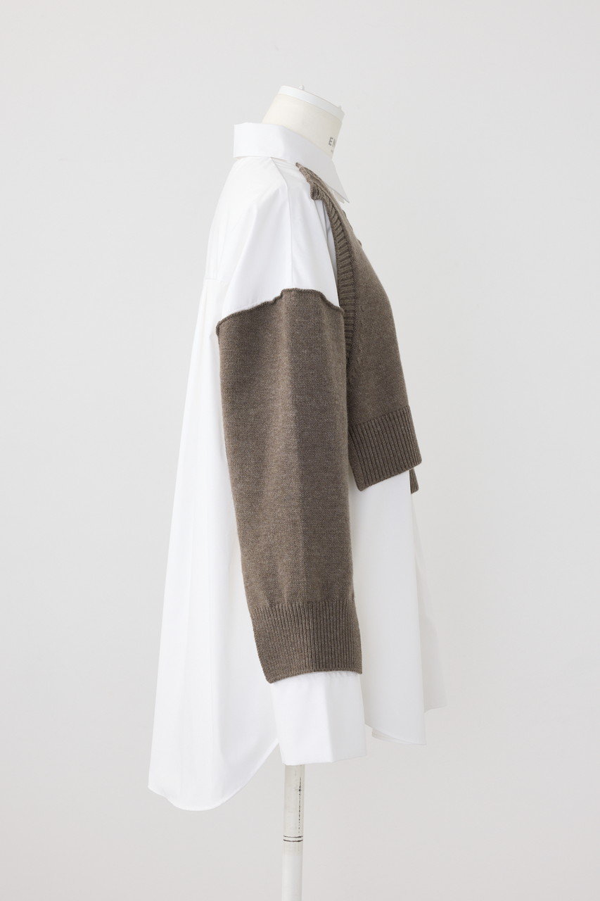 ENFOLD(エンフォルド)｜Knit Combi SH/シャツ/ベージュ の通販