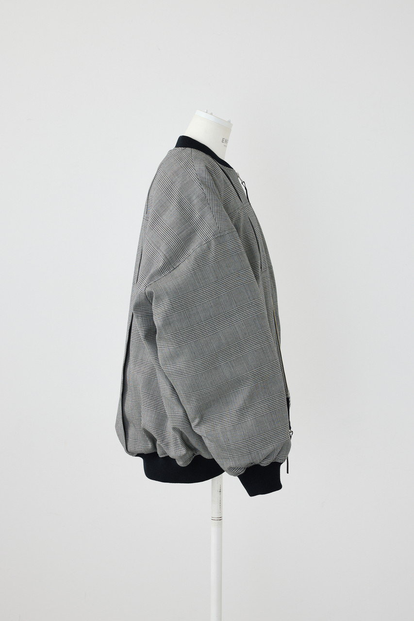 ENFOLD チェックブルゾン　薄手アウター ENFOLD(エンフォルド)｜モノトーンチェック タックMA-1ブルゾン