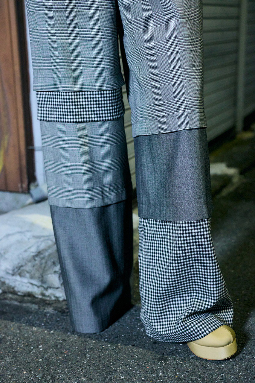 ENFOLD(エンフォルド)｜モノトーンチェック Mix ワイド PT/パンツ  