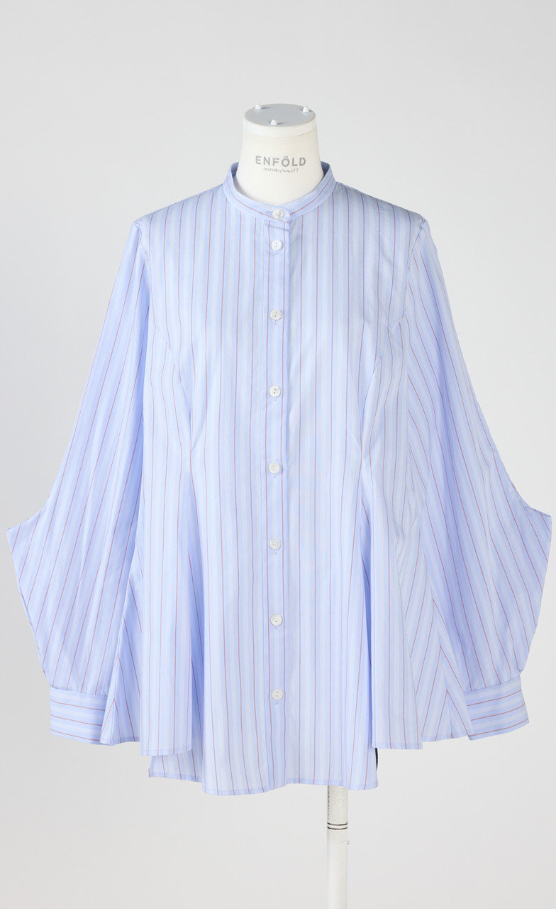 ENFOLD Broadcloth stripe フレア SH/シャツ (サックス, 38) エンフォルド ELLE SHOP ENFOLD Broadcloth stripe フレア SH/シャツ (サックス, 38) エンフォルド ELLE SHOP