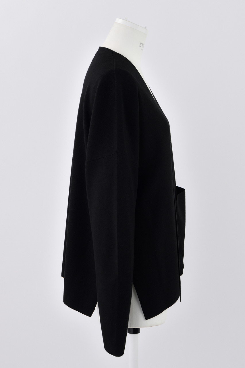 ENFOLD(エンフォルド)｜ノーカラーカーディガン/ブラック の通販