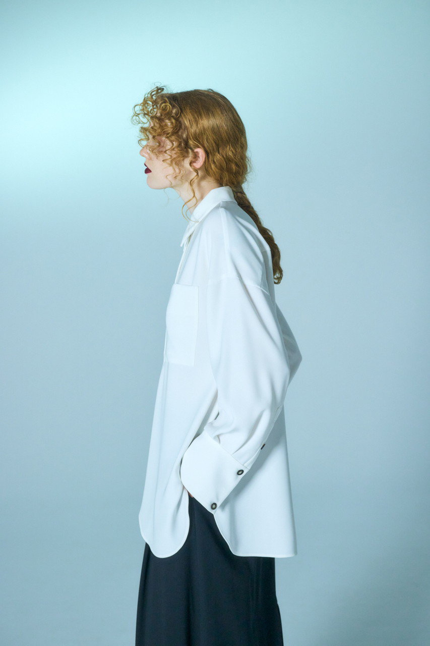 ENFÖLD 大きなデザイン襟 ホワイト長袖シャツ PUFF-VOLUME LONG-SLEEVE-T-SHIRT(38 WHITE): ENFOLD: WOMENS｜THE