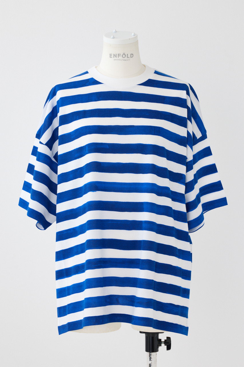 ENFOLD Hand Paintボーダー T/SH Tシャツ (ブルー, 38) エンフォルド ELLE SHOP ENFOLD Hand Paintボーダー T/SH Tシャツ (ブルー, 38) エンフォルド ELLE SHOP