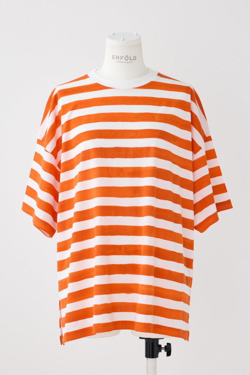 ENFOLD Hand Paintボーダー T/SH Tシャツ (オレンジ, 38) エンフォルド ELLE SHOP ENFOLD Hand Paintボーダー T/SH Tシャツ (オレンジ, 38) エンフォルド ELLE SHOP