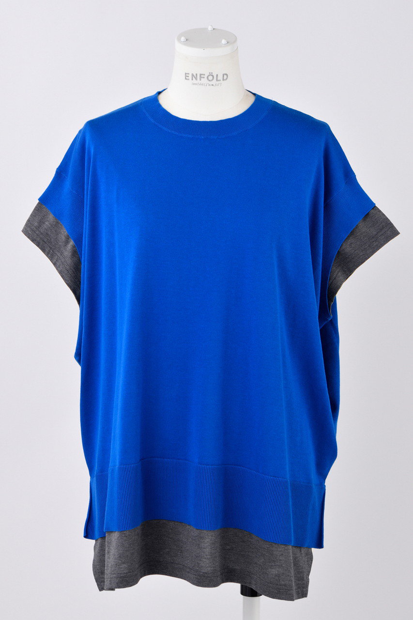 ENFOLD KNIT LAYERED PULLOVER/ニット (ブルー, 38) エンフォルド ELLE SHOP ENFOLD KNIT LAYERED PULLOVER/ニット (ブルー, 38) エンフォルド ELLE SHOP