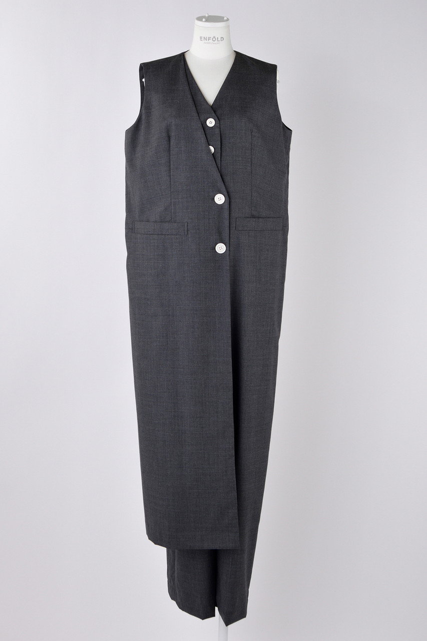 ENFOLD VEST LAYERED ALL-IN-ONE/オールインワン (チャコールグレー, 38) エンフォルド ELLE SHOP ENFOLD VEST LAYERED ALL-IN-ONE/オールインワン (チャコールグレー, 38) エンフォルド ELLE SHOP