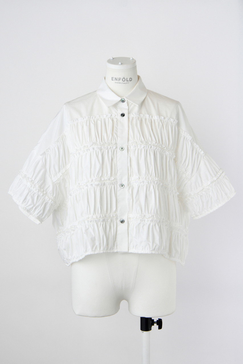 ENFOLD TIERED GATHER SHIRT/シャツ (ホワイト, 38) エンフォルド ELLE SHOP ENFOLD TIERED GATHER SHIRT/シャツ (ホワイト, 38) エンフォルド ELLE SHOP