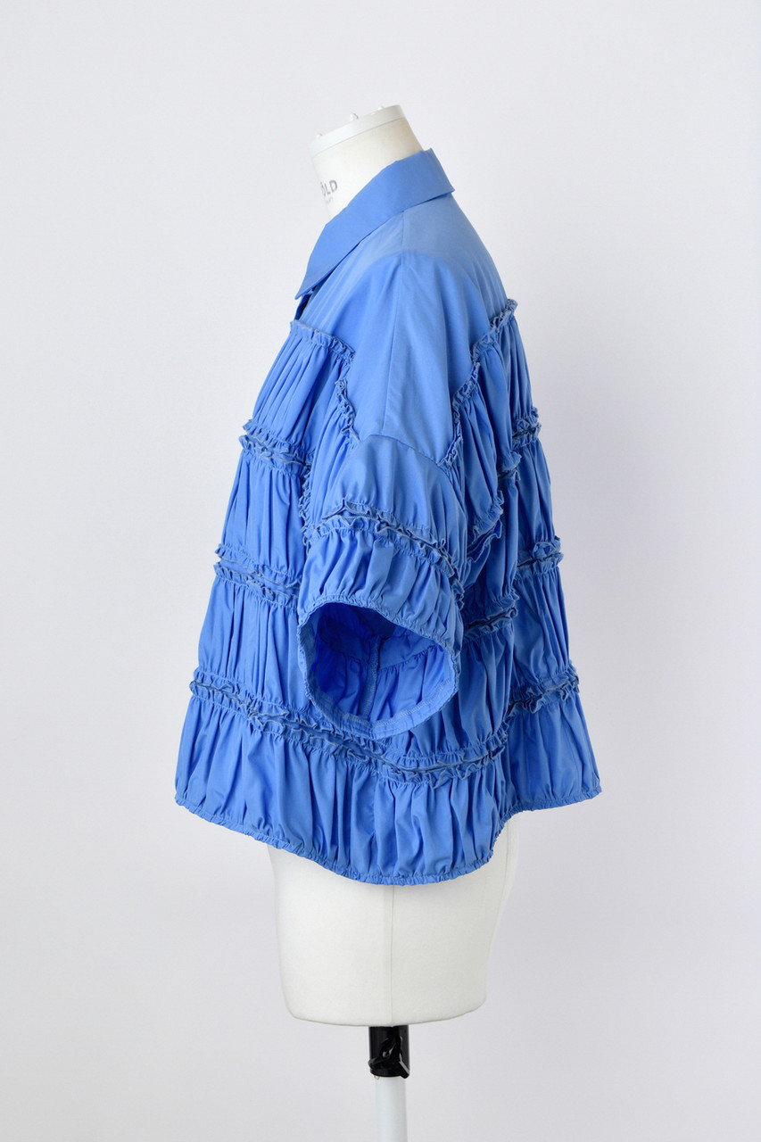 ENFOLD(エンフォルド)｜TIERED GATHER SHIRT/シャツ/サックス の