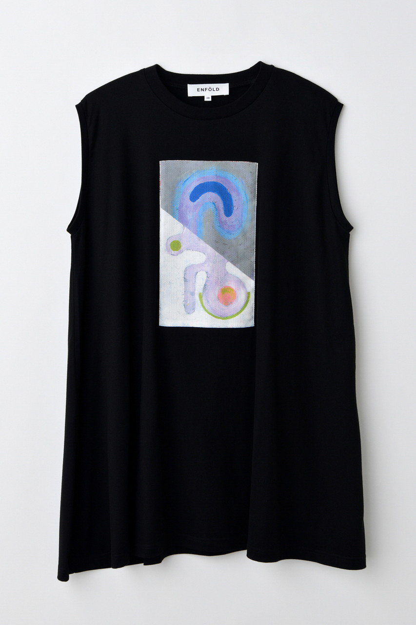 ENFOLD DRAWING-PRINT TANK-TOP/タンクトップ (ブラック, 38) エンフォルド ELLE SHOP ENFOLD DRAWING-PRINT TANK-TOP/タンクトップ (ブラック, 38) エンフォルド ELLE SHOP