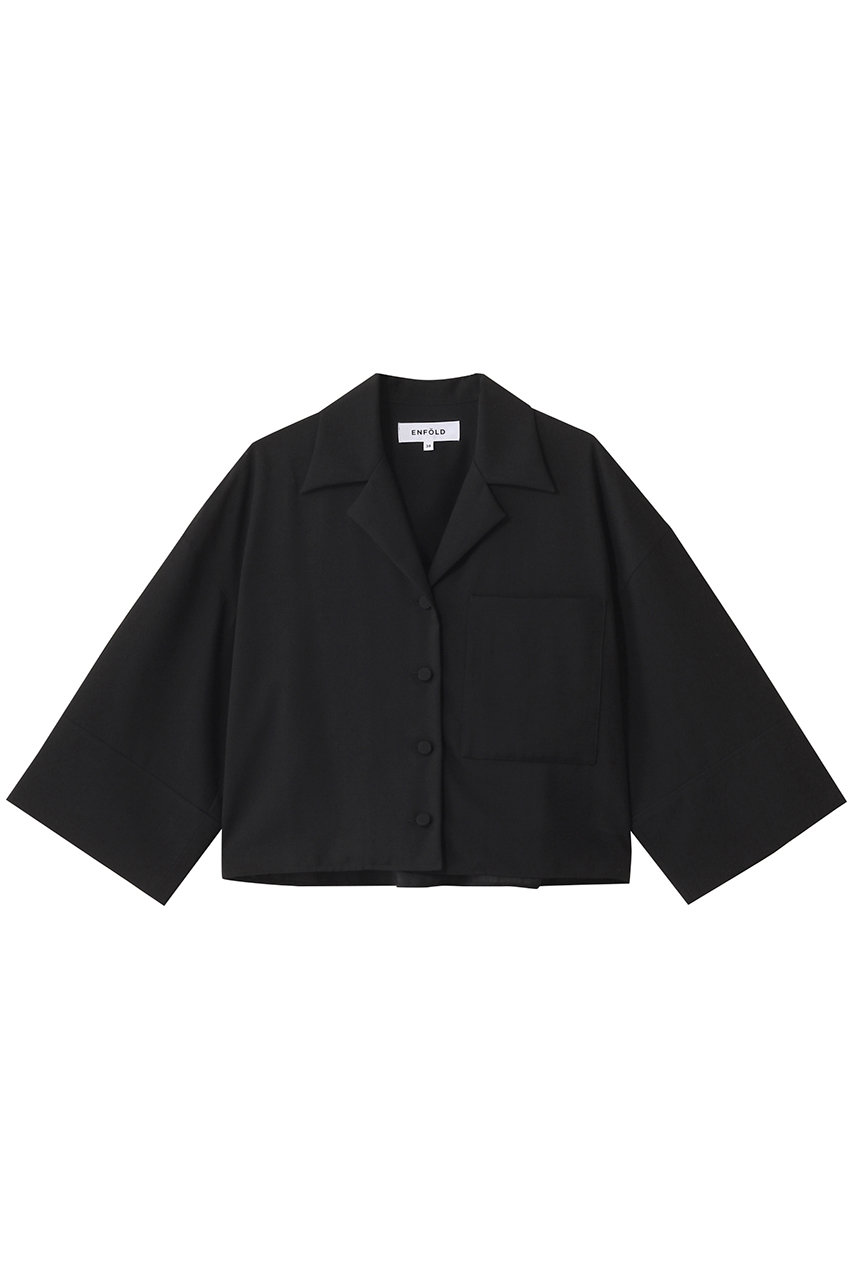 ENFOLD OPEN-COLLAR CROPPED SHIRTS/シャツ (ブラック, 38) エンフォルド ELLE SHOP ENFOLD OPEN-COLLAR CROPPED SHIRTS/シャツ (ブラック, 38) エンフォルド ELLE SHOP