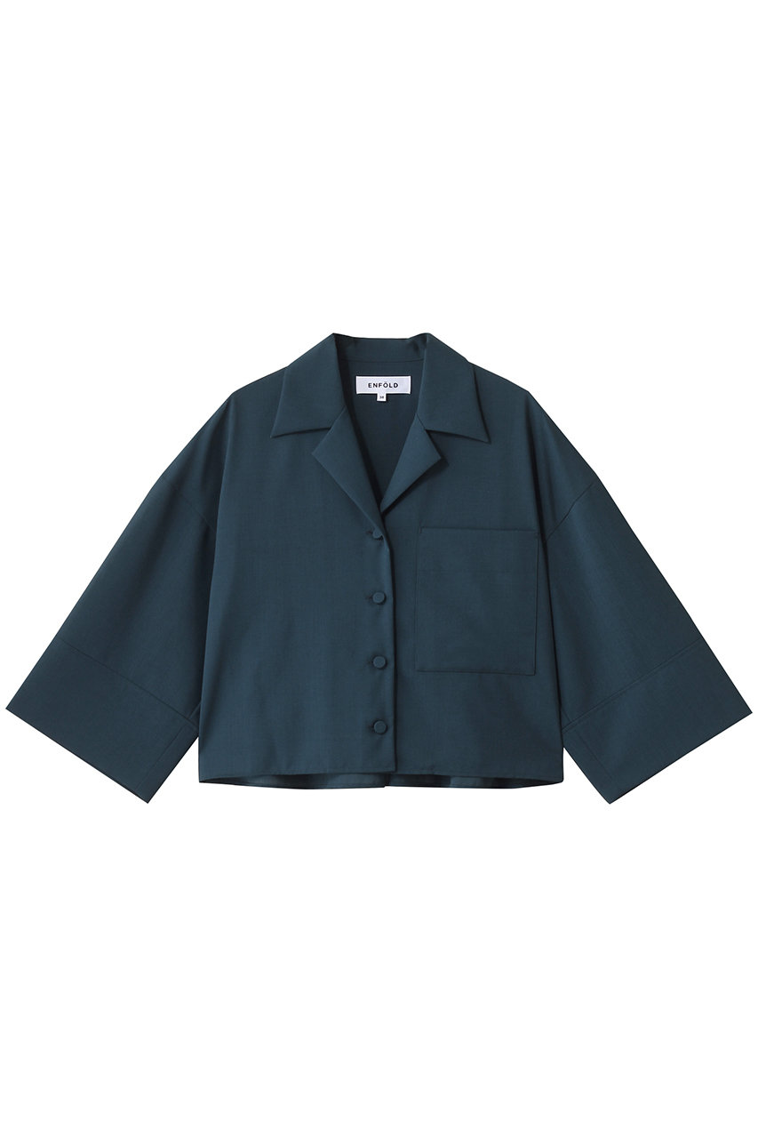 ENFOLD OPEN-COLLAR CROPPED SHIRTS/シャツ (ダークブルー, 38) エンフォルド ELLE SHOP ENFOLD OPEN-COLLAR CROPPED SHIRTS/シャツ (ダークブルー, 38) エンフォルド ELLE SHOP